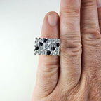 Princess Cut Gemstone Cluster Cocktail Ring Size 5 1/2 Sterling Silver 925