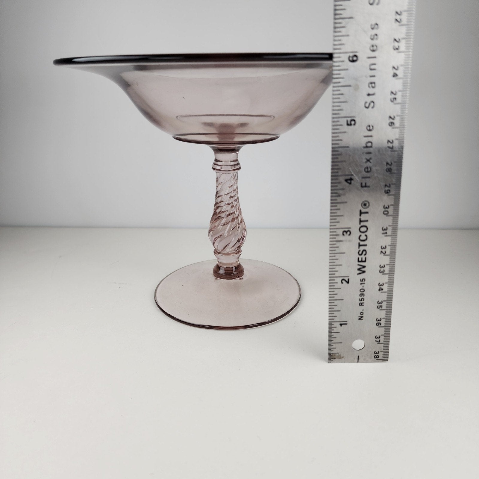 6" Twisted Stem Compote by Fostoria Glass Fairfax Light Purple Footed Candy Dish