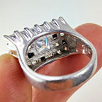 Princess Cut Gemstone Cluster Cocktail Ring Size 5 1/2 Sterling Silver 925