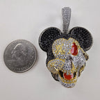 Iced Out Twisted Mickey Mouse Sterling Silver 925 Pendant New