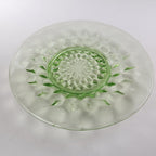6" Block Optic UV Uranium Glow Plate Set of 4 Vintage Depression Glass