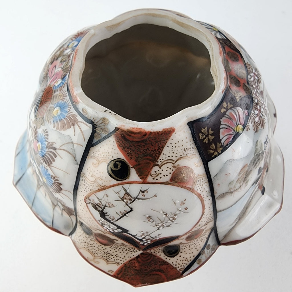 Meiji Period Japanese Imari Porcelain Hair Jar Receptacle Vintage