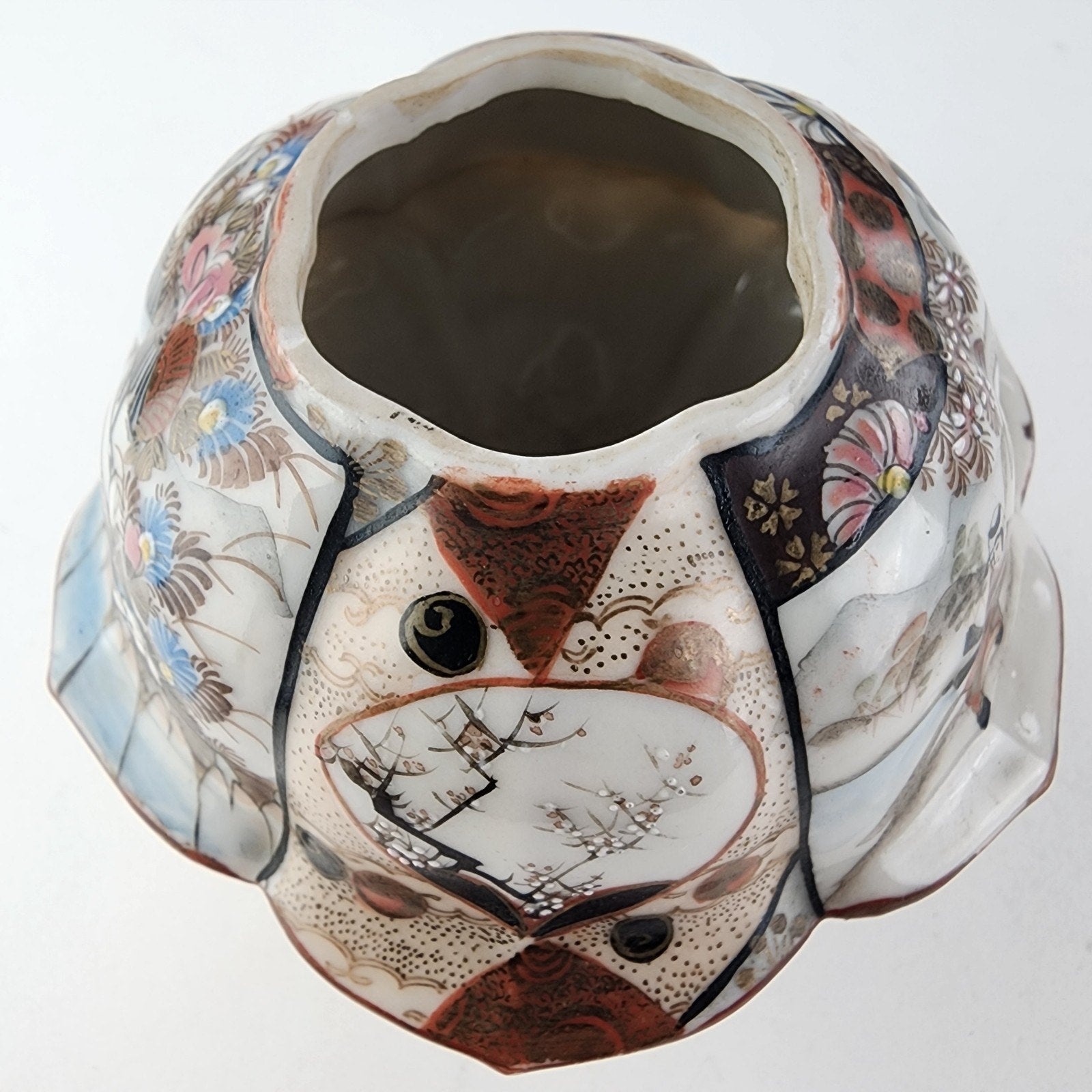 Meiji Period Japanese Imari Porcelain Hair Jar Receptacle Vintage