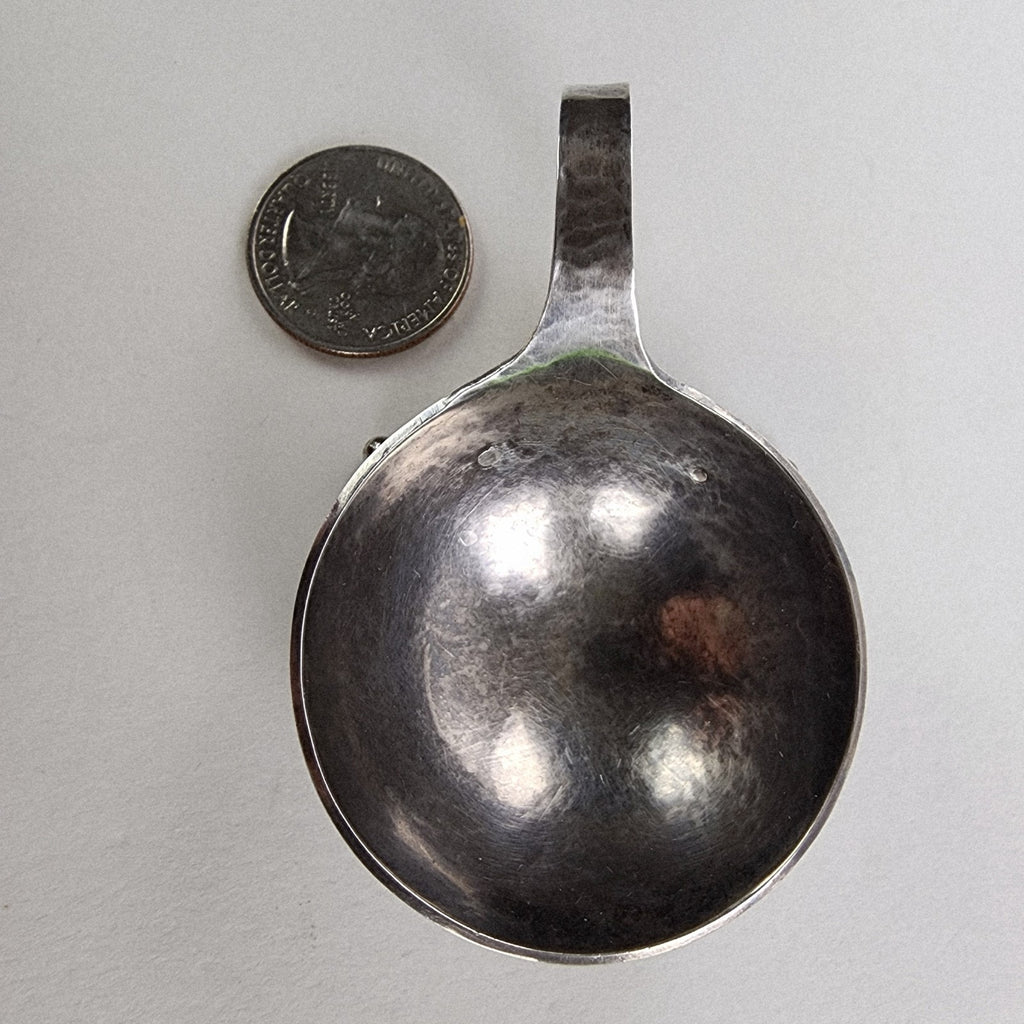 Georg Jensen Style Hand Hammered Salt Cellar with Spoon Sterling Silver 925