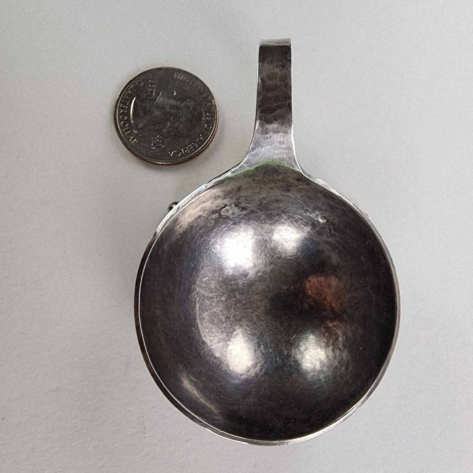 Georg Jensen Style Hand Hammered Salt Cellar with Spoon Sterling Silver 925