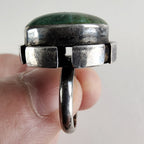 Taxco Mexico Green Agate Ring Size 5 1/2 in Sterling Silver 925 Vintage