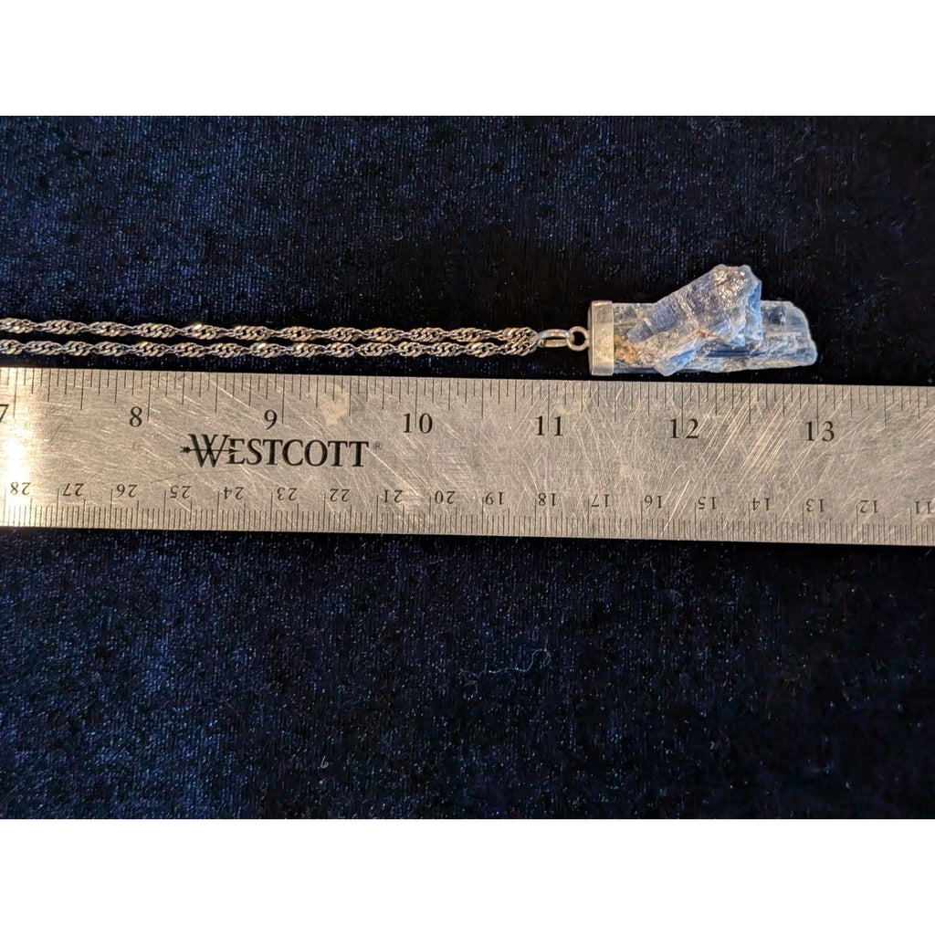 KYANITE Sterling Silver 925 Rough Crystal Pendant with 22" Twisted Rope Chain