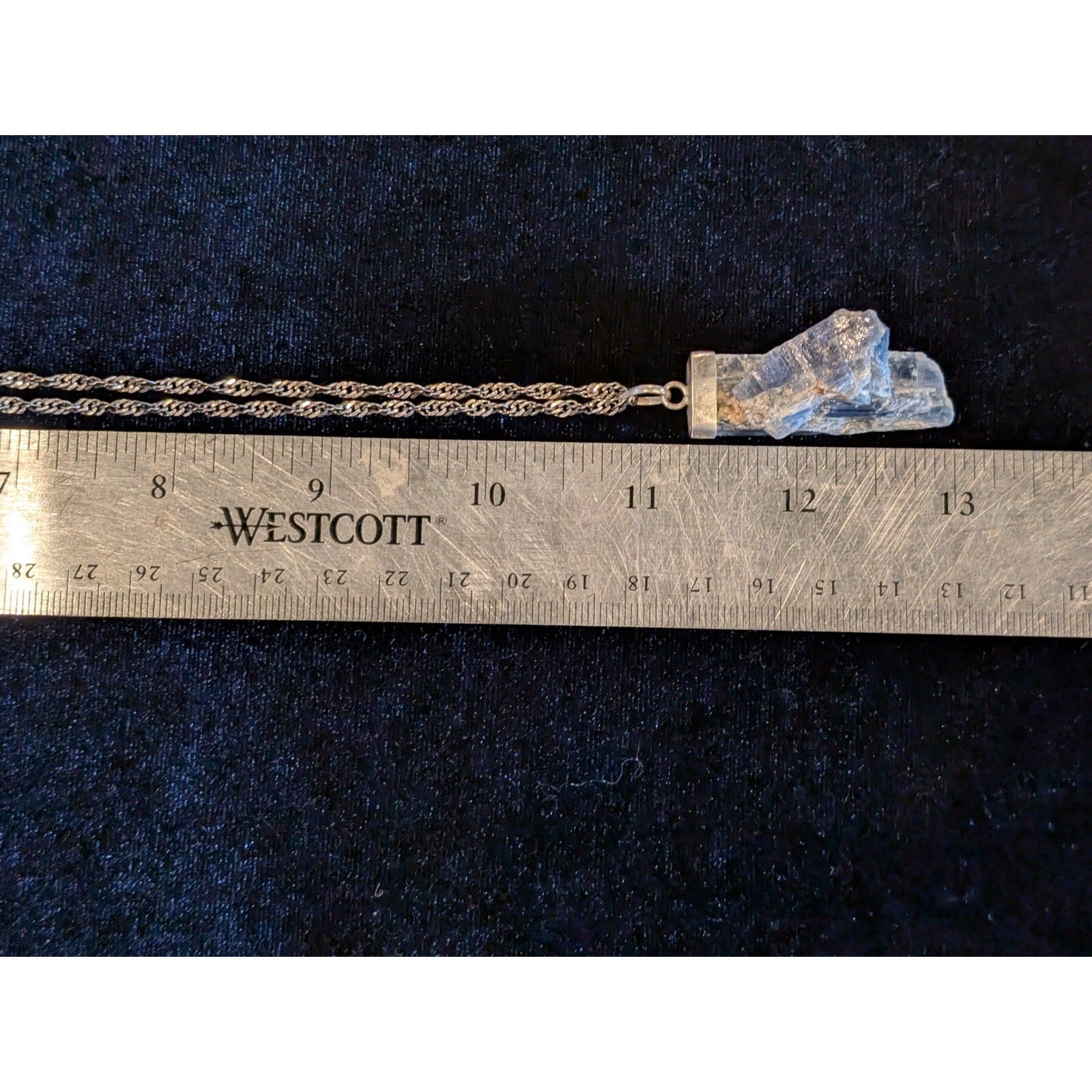 KYANITE Sterling Silver 925 Rough Crystal Pendant with 22" Twisted Rope Chain