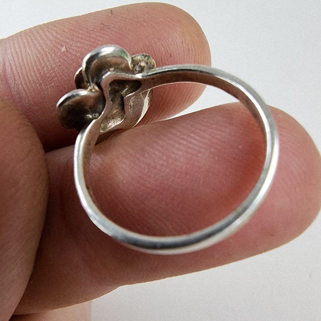 3D Rose Flower Ring Size 7 1/4 Sterling Silver 925 Vintage Band