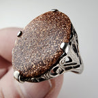 Anitque Victorian Druzy Filigree Ring Size 6 3/4 in Sterling Silver 925