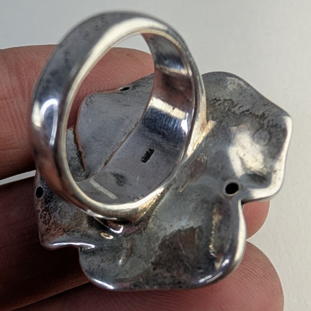Electroform Flower Rose Sterling Silver 925 Designer Ring Size 7 1/4