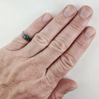 Green Sparkle Enamel Vintage Ring Size 6 3/4 in Sterling Silver 925