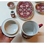 Chinese Famille Rose Mun Shou Porcelain Longevity 7 Piece Vanity Set MCM
