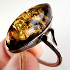 Vintage Baltic Amber Ring Size 8 in Sterling Silver 925