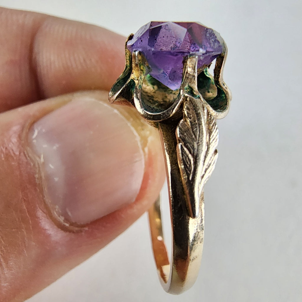 Blue to Purple Sapphire Russian Ring Size 9 Sterling Silver 875 Gold Finish