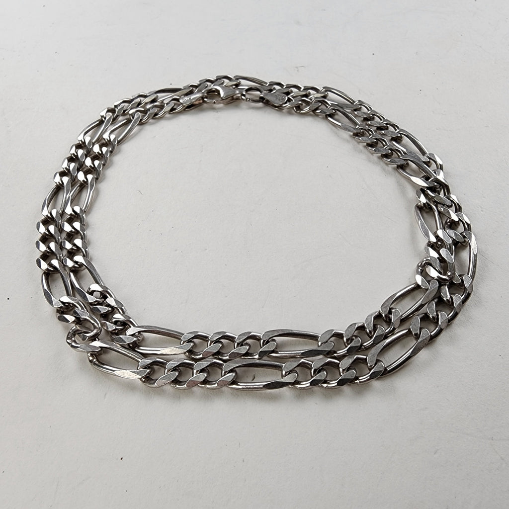 Vintage 22" Figaro 6mm Sterling Silver 925 Chain Necklace 26g Italy