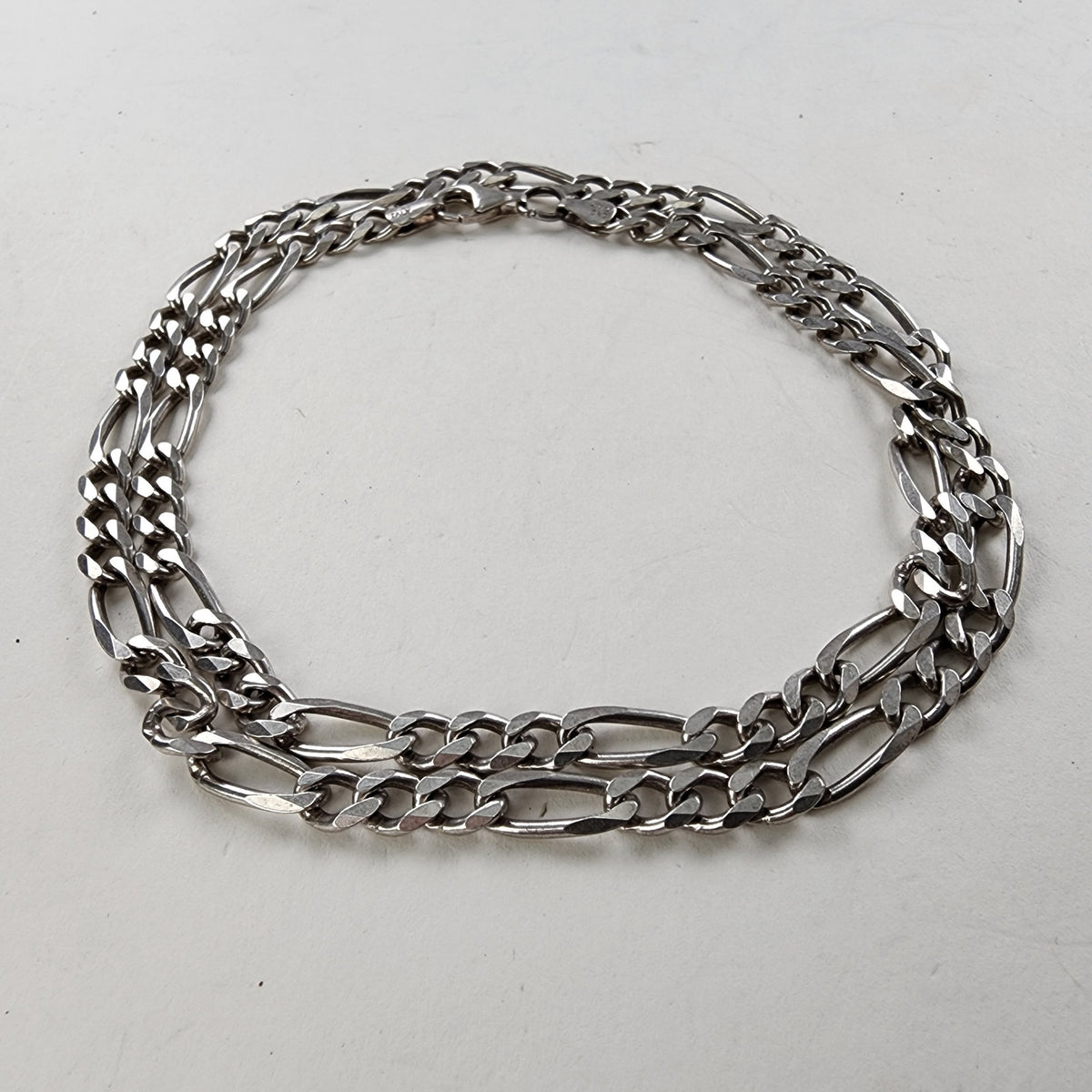 Vintage 22" Figaro 6mm Sterling Silver 925 Chain Necklace 26g Italy
