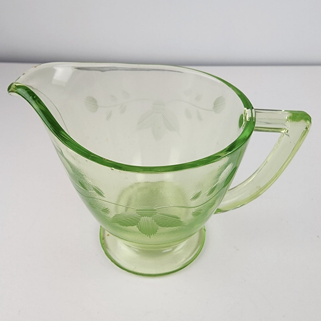 UV Uranium Glow Creamer by Greenburg Vintage Depression Glass