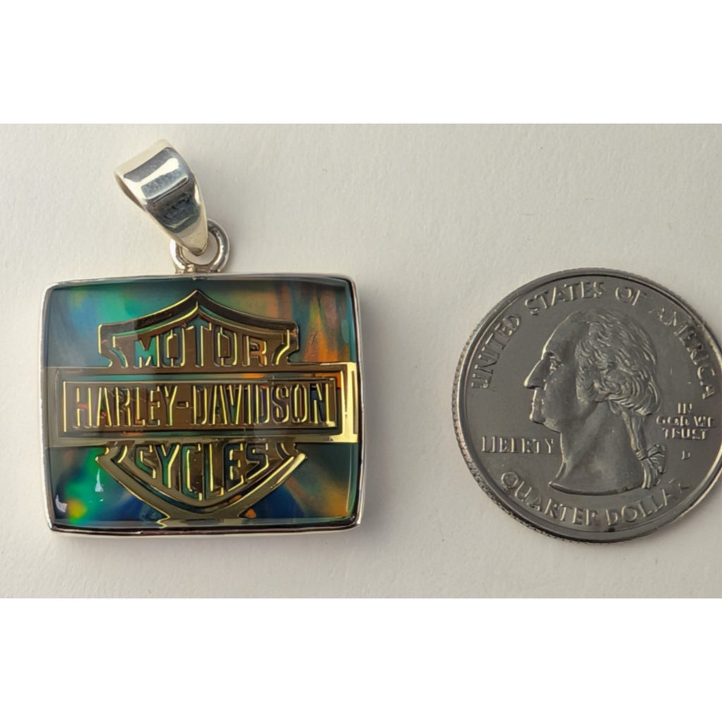 Harley Davidson Sterling Silver 925 Multicolor Opalescent Pendant