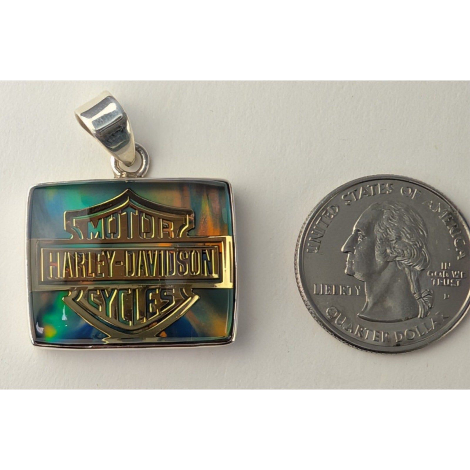 Harley Davidson Sterling Silver 925 Multicolor Opalescent Pendant
