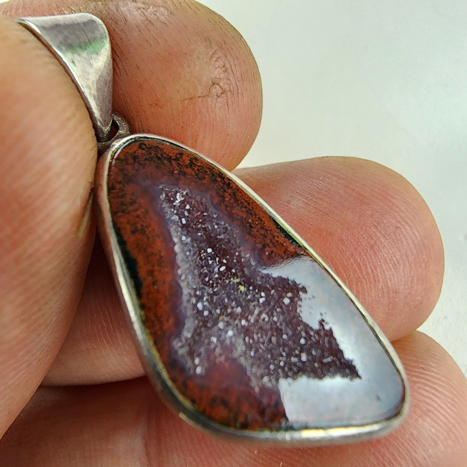 Natural Quartz Druzy Sterling Silver 925 Pendant Vintage