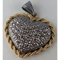 10K Yellow Gold Heart Sterling Silver 925 Pendant Vintage Peru 2.55g