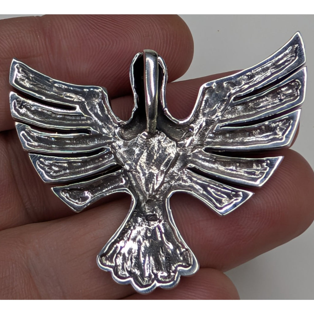 Bird Pendant Sterling Silver 925 Multistone Opal Turquoise Inlay Southwestern