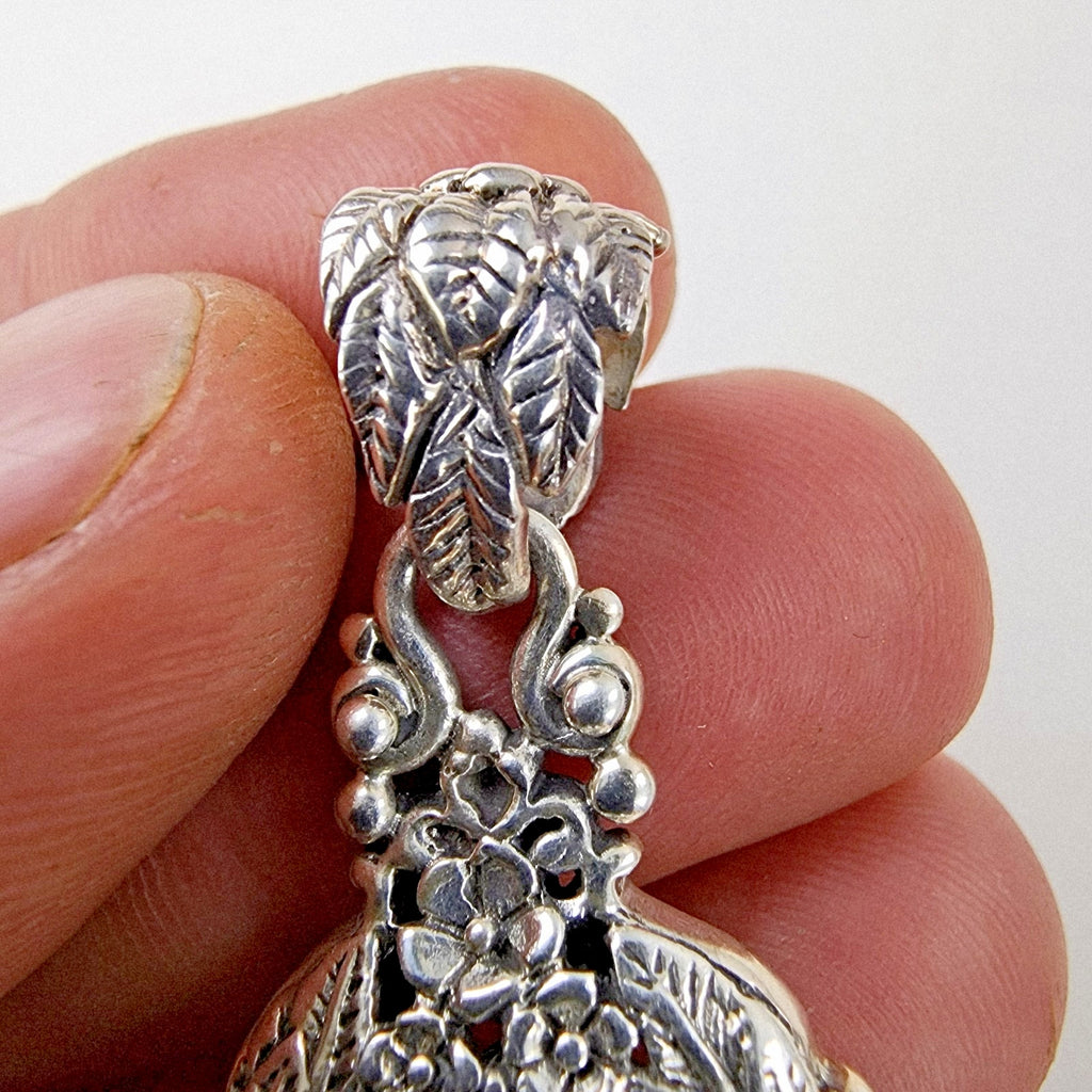 Sarda Caribbean Quartz Pariba Blue Pendant Sterling Silver 925 Vintage Bali