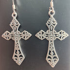 Celtic Cross Sterling Silver 925 Fish Hook Dangle Earrings