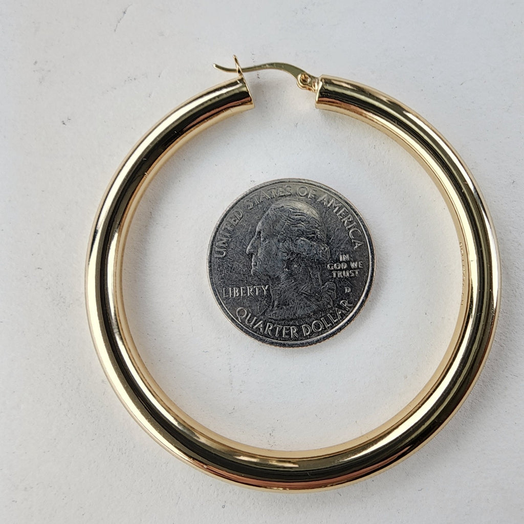 Giant 2" Hoop Earrings Gold Over Sterling Silver 925