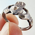 Irish Diamond Cut Claddagh Ring Size 5 Sterling Silver 925 Vintage