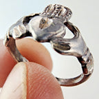 Irish Diamond Cut Claddagh Ring Size 5 Sterling Silver 925 Vintage