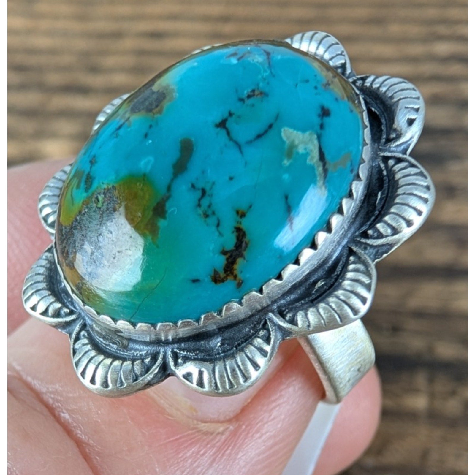 Southwestern Turquoise Sterling Silver 925 Ring Adjustable Size 6 to 11 New