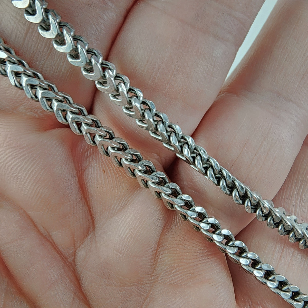 25" Vintage Franco Sterling Silver 5mm Chain Necklace Box Link