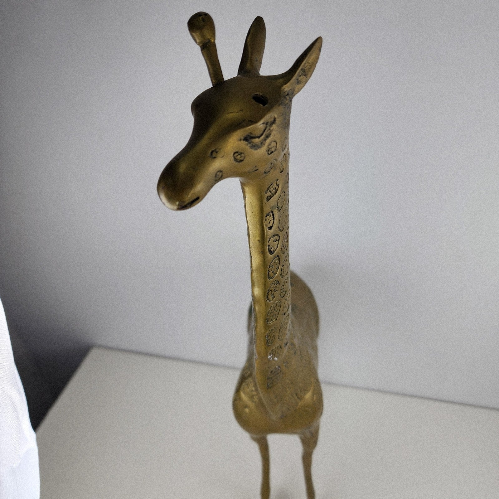 18" Brass Giraffe Animal Sculpture Midcentury MCM Stamped