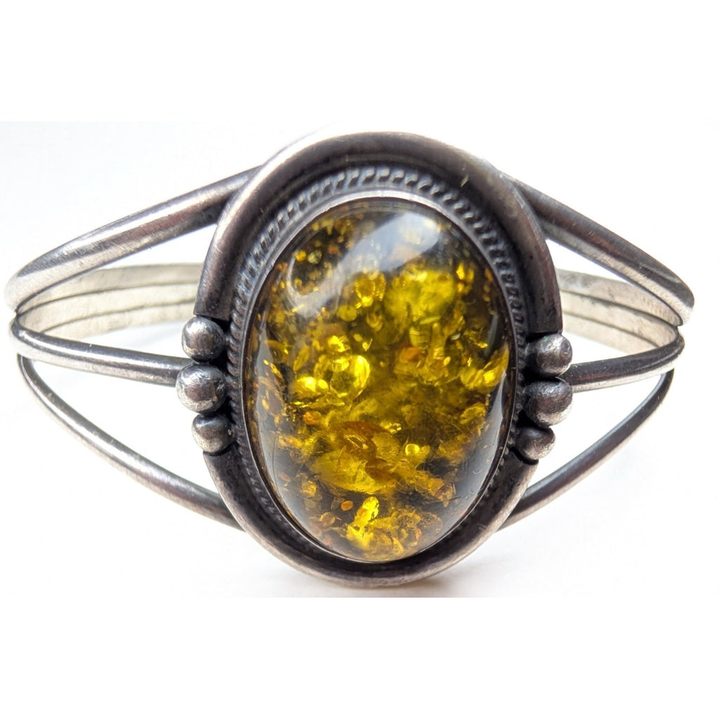Baltic Amber Native Sterling Silver 925 Cuff Vintage