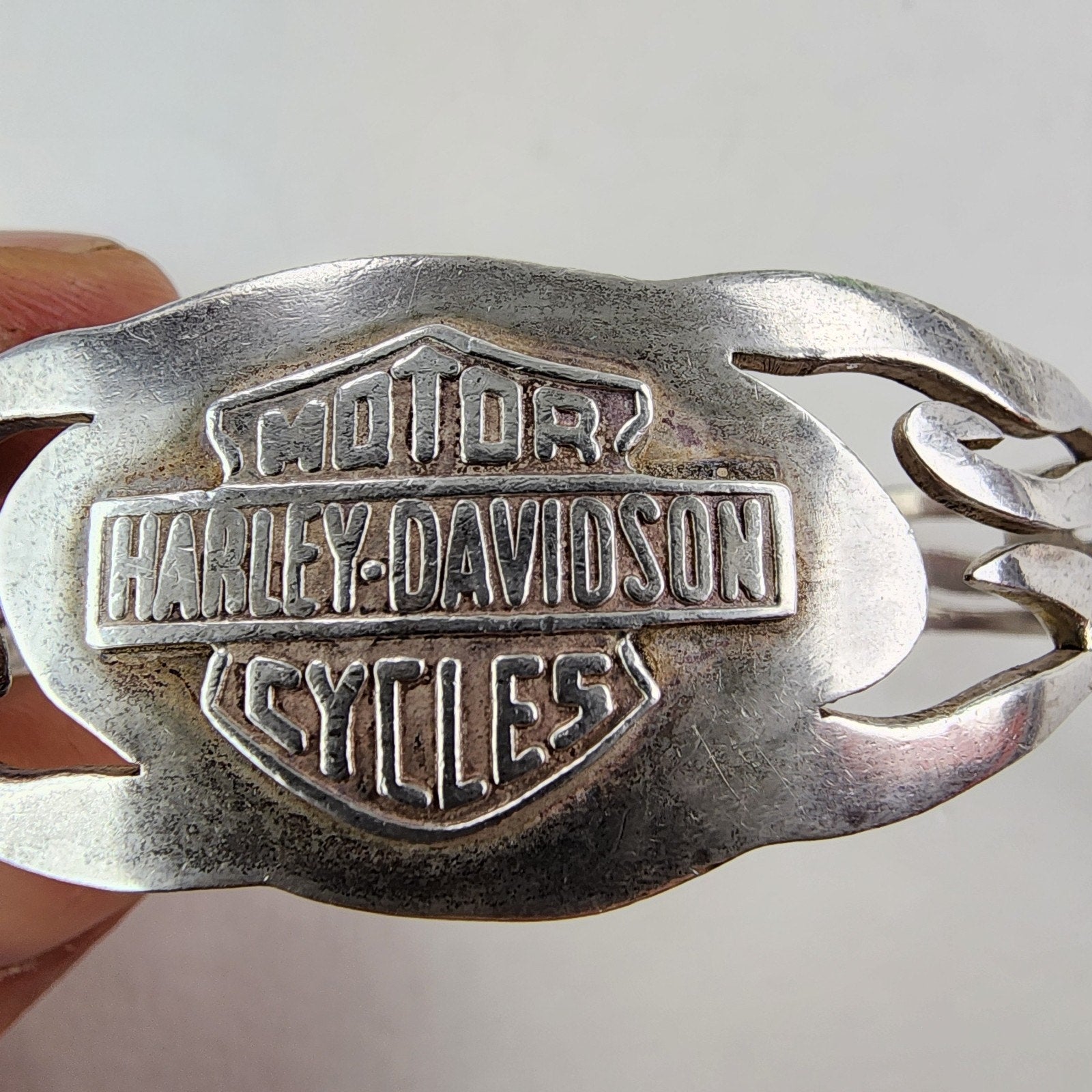 7" Harley Davidson Motorcycles Tribal Cuff Bracelet Sterling Silver 925 Vintage