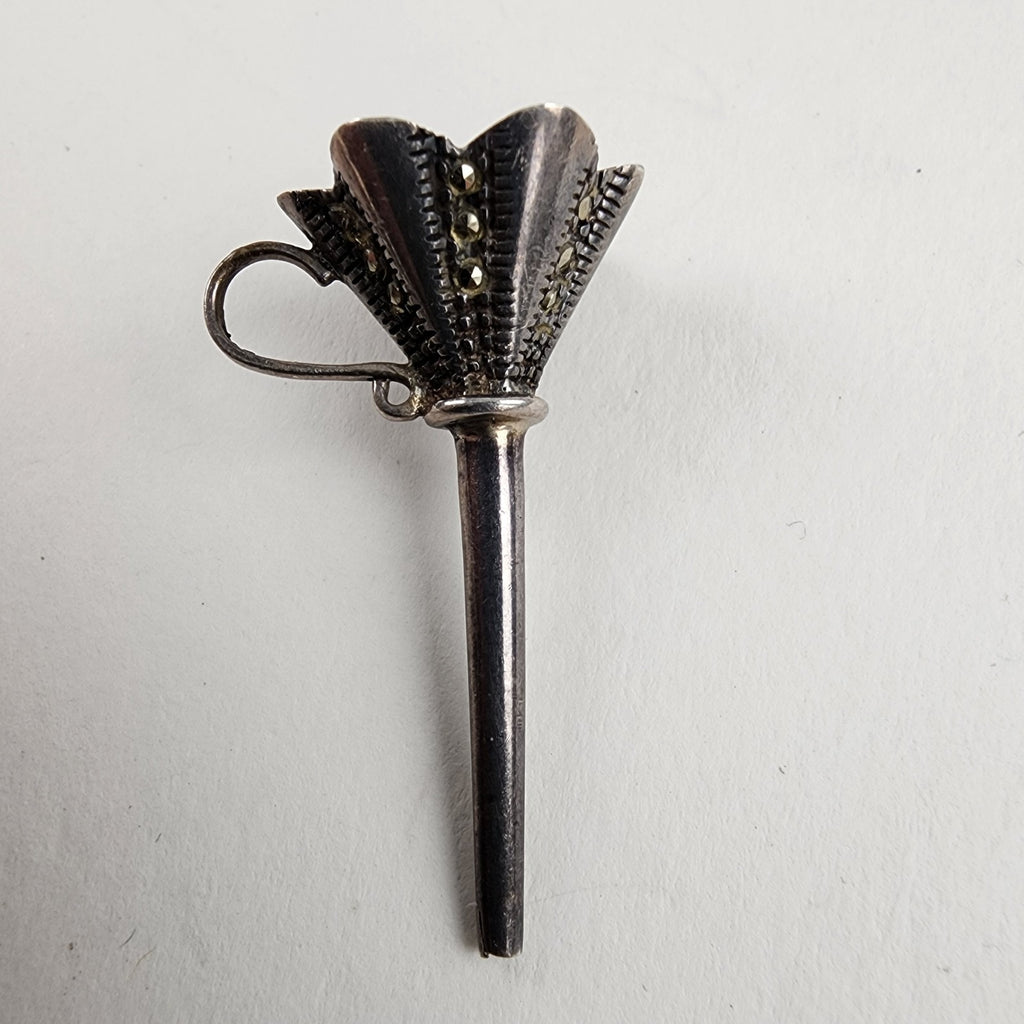 Perfume Bottle Funnel Sterling Silver 925 Marcasite Antique