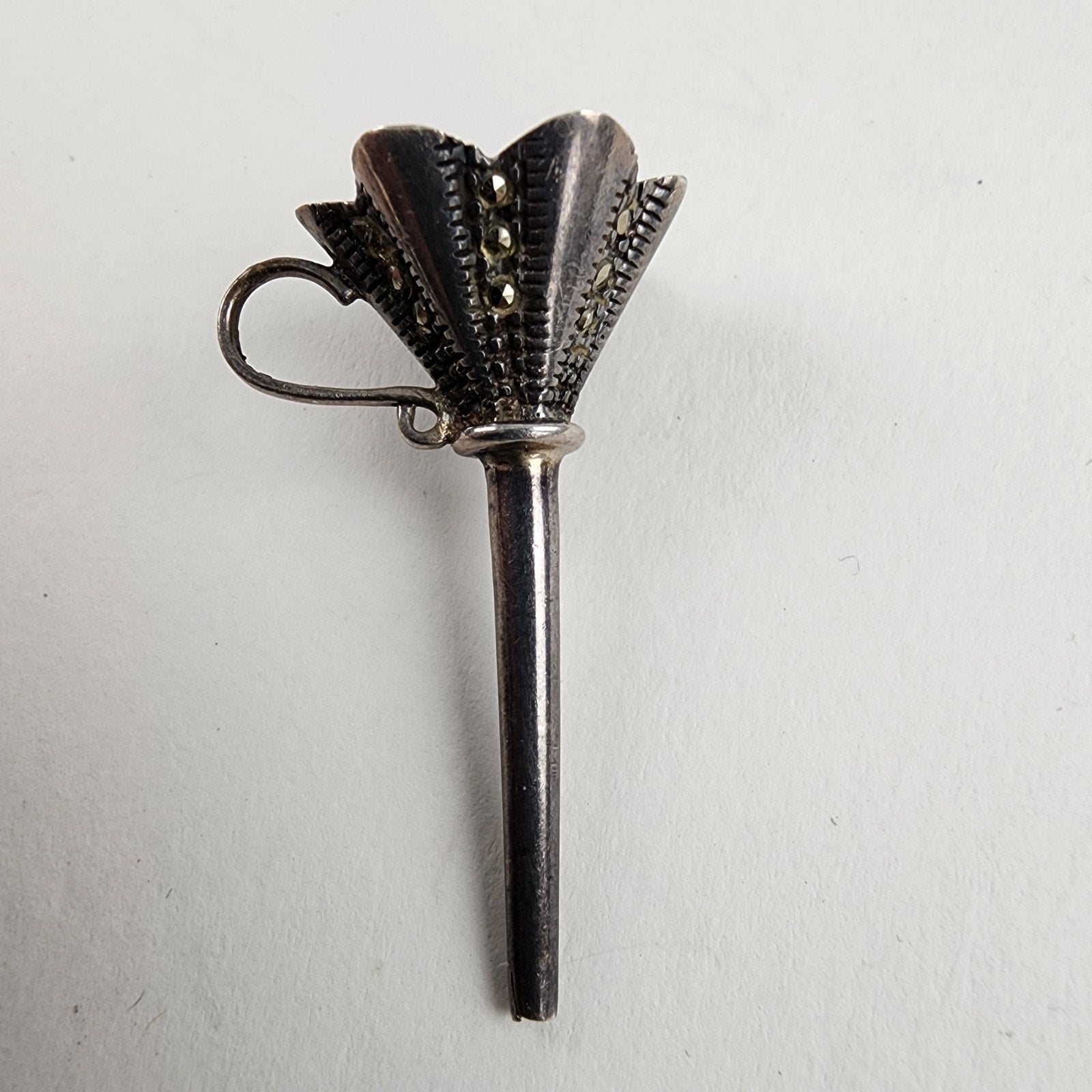 Perfume Bottle Funnel Sterling Silver 925 Marcasite Antique