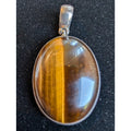 Oval TIGERS EYE Sterling Silver 925 Large Pendant
