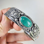 6 1/2" Fred Harvey Era Eagle Turquoise Sterling Silver 925 Cuff Bracelet Native