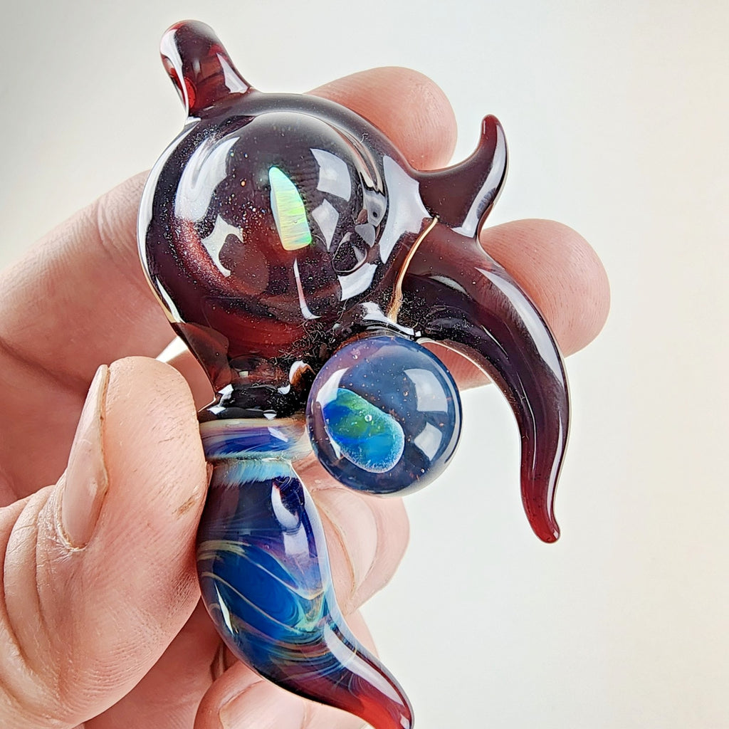 Doshworld Opal Amulet Pendant Boro Heady Glass Signed Dosh