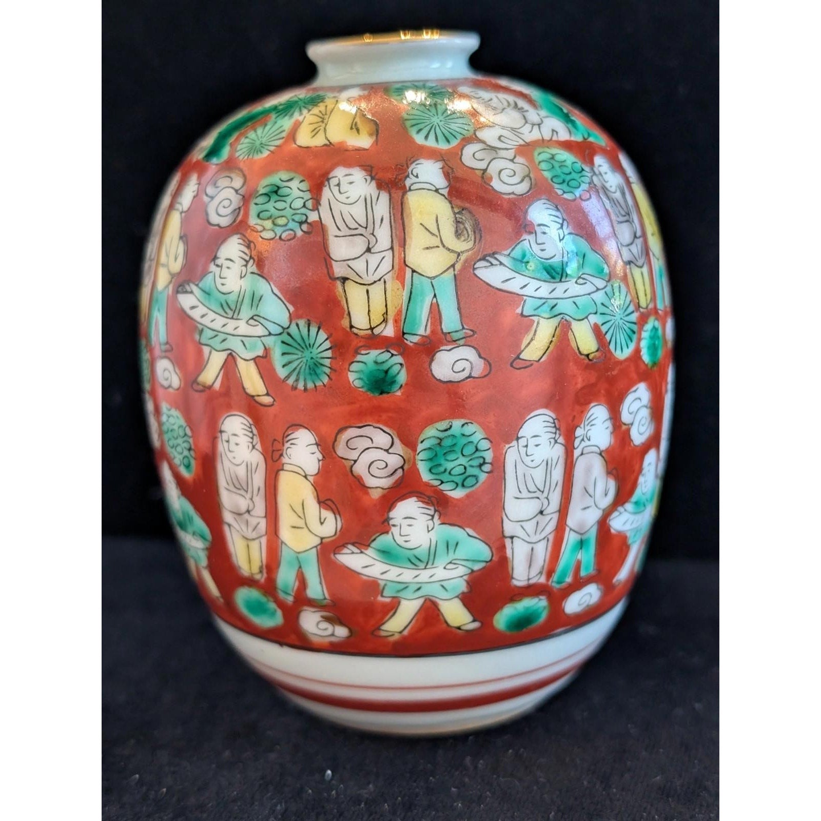 Japanese Mokubei Kutani Style Porcelain Bud Vase Gilt