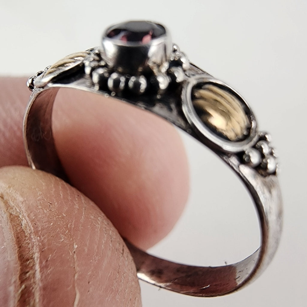 Vintage Amethyst Ring Size 5 1/4 in Sterling Silver 925 & Brass
