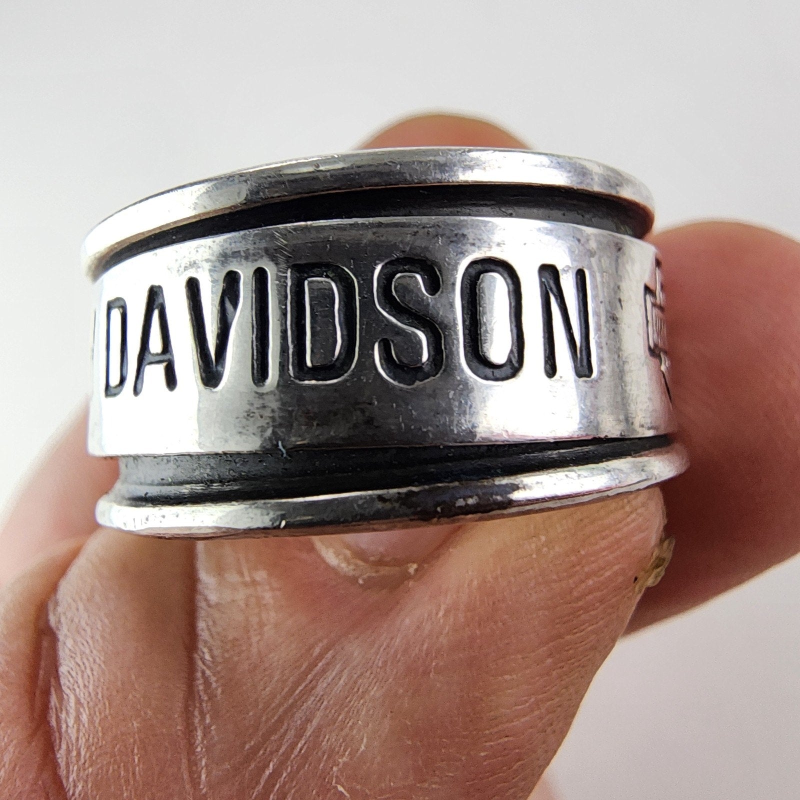 Harley Davidson Spinner Fidget Ring Size 13 1/2 Sterling Silver 925 Vintage