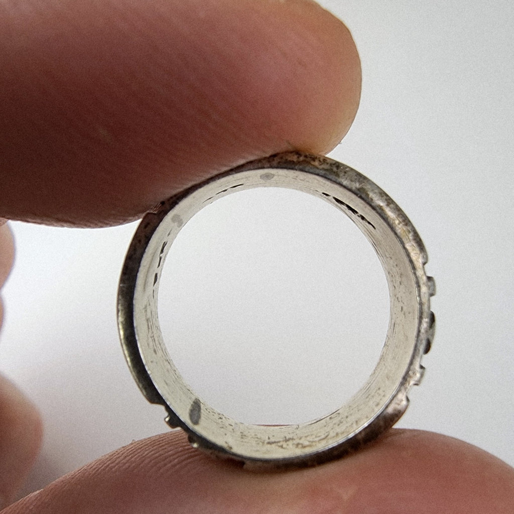 Taxco Mexico Textured Band Ring Size 8 Sterling Silver 925 Vintage