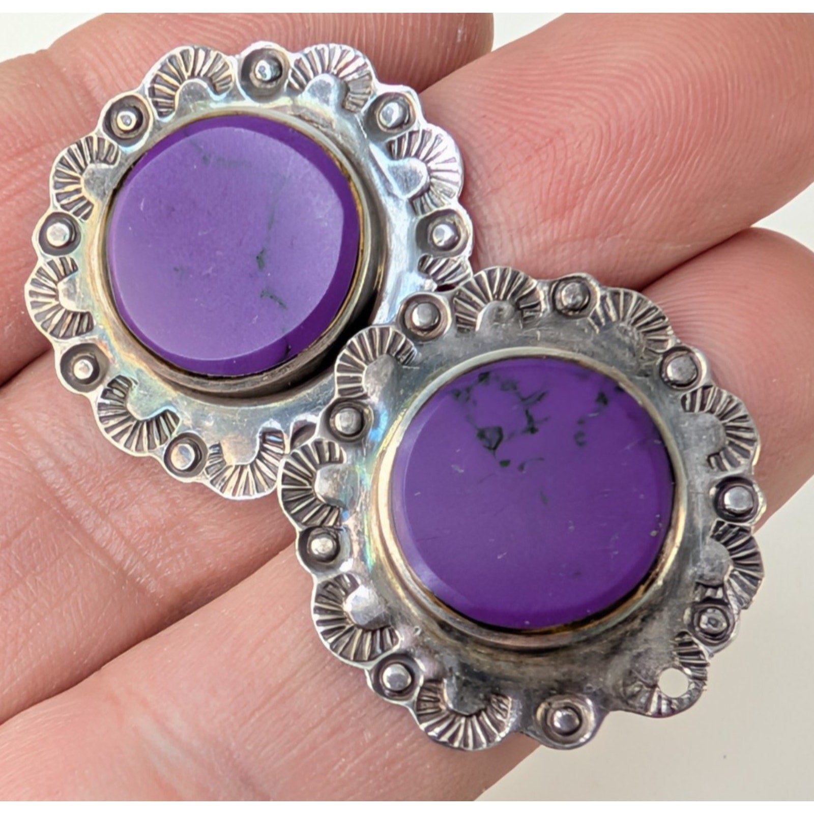 Purple Phosphosiderite Taxco Sterling Silver 925 Earrings Mexico