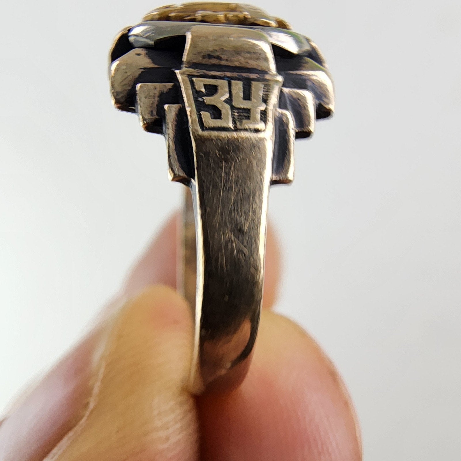 10K Yellow Gold & Sterling Silver 925 Monogrammed 1934 Class Ring Size 9 1/4