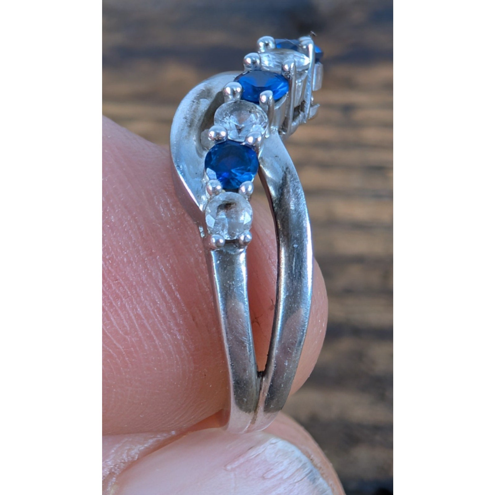 Vintage TOPAZ Sterling Silver 925 Bypass Ring Size 6