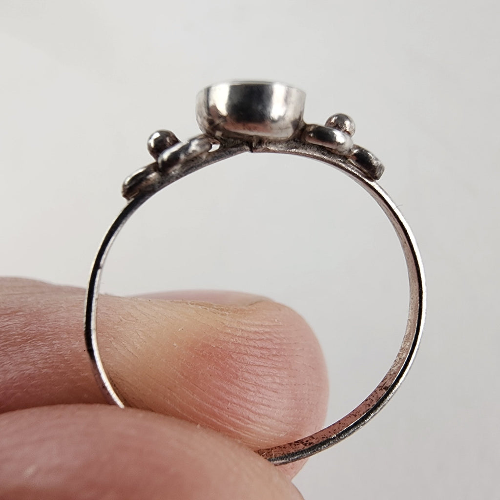 Vintage Black Onyx Inlay Ring Size 5 3/4 in Sterling Silver 925